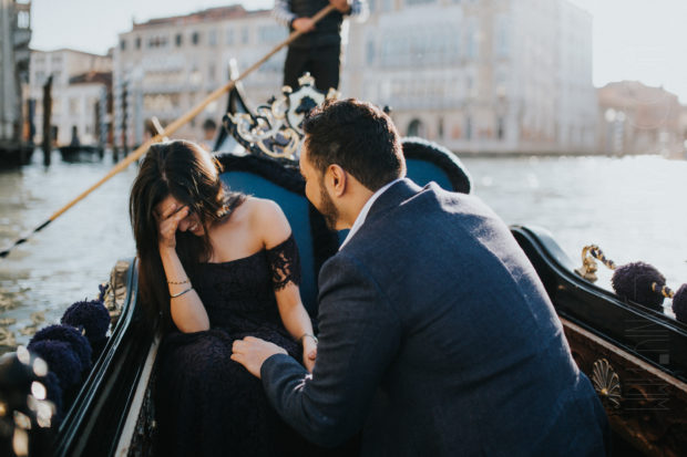 Surprise proposal aboard gondola Venice - Italy 